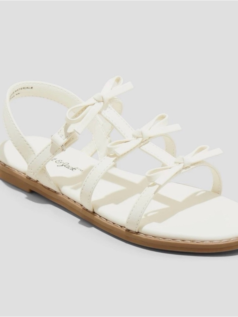 Girls White Cat & Jack Brand  Strappy Bow Flat Sandals